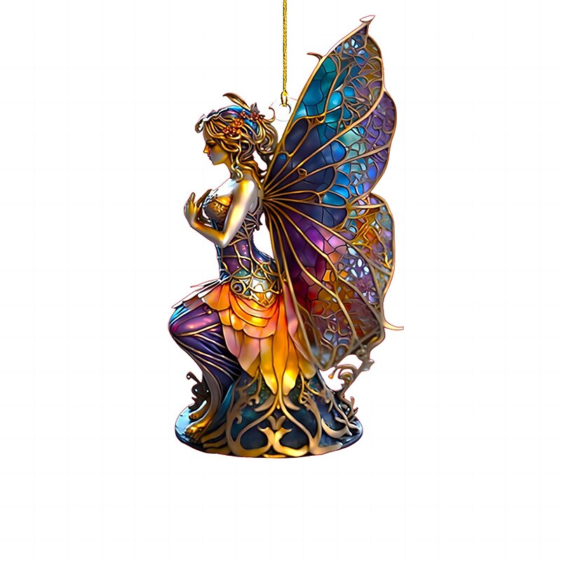 Christmas Ornament Acrylic 2D Flat Printed Keychain, Optional Acrylic Ornament and Car Rear View Mirror Accessories Memorial Gifts Pack3