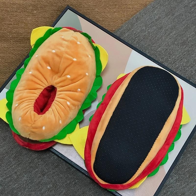 Hamburger Slippers Warm Plush Shoes Household Indoor Shoes Cute Funny Cartoon Shoes Soft Warm Adults' Kigurumi Pajamas Slippers4
