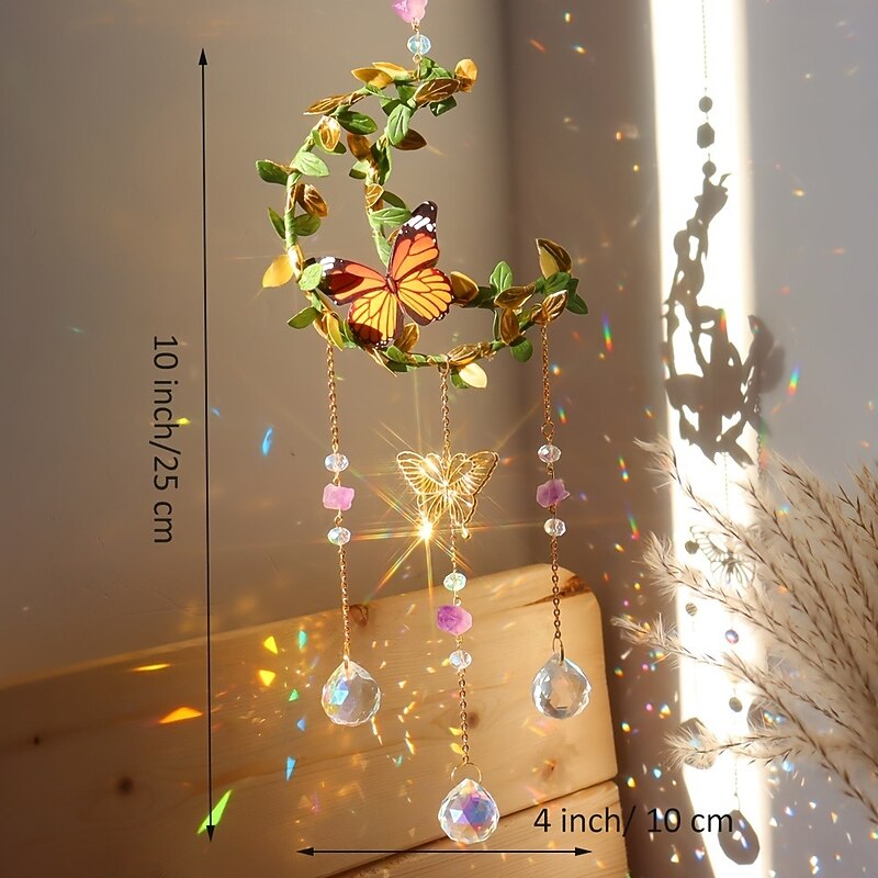 1pc Amethyst Star Moon Love Crystal Sun Catcher Leaf & Butterfly Crystal Hanging Prism Sun Catchers For Window Home Decor4