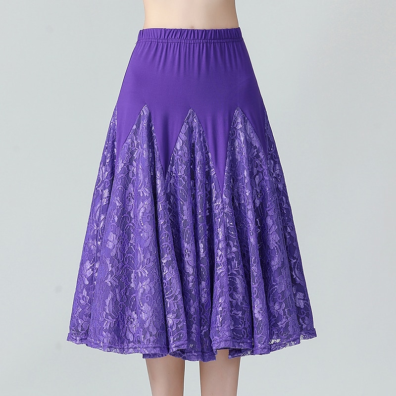 Ballroom Dance Skirts Lace Splicing Women's Performance Training High Lace2