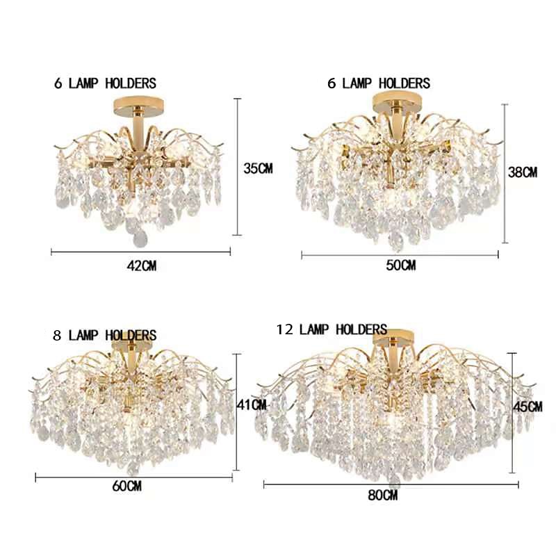 LED Chandeliers Modern Luxury, 42/50/60/80cm 6/6/12/14-Light Gold Crystal for Home Interiors Kitchen Bedroom Iron Art Tree Branch Lamp Creative Lamp Light Warm White 110-240V4