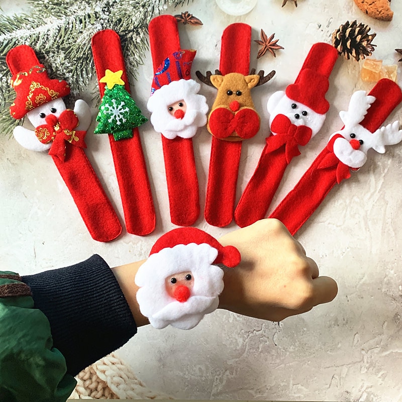 Rondom Christmas Clap Ring Bracelet Christmas Cartoon Clap Ring Glow Children's Gift Clap Ring Plush Christmas Clap Ring for Christmas Gifts