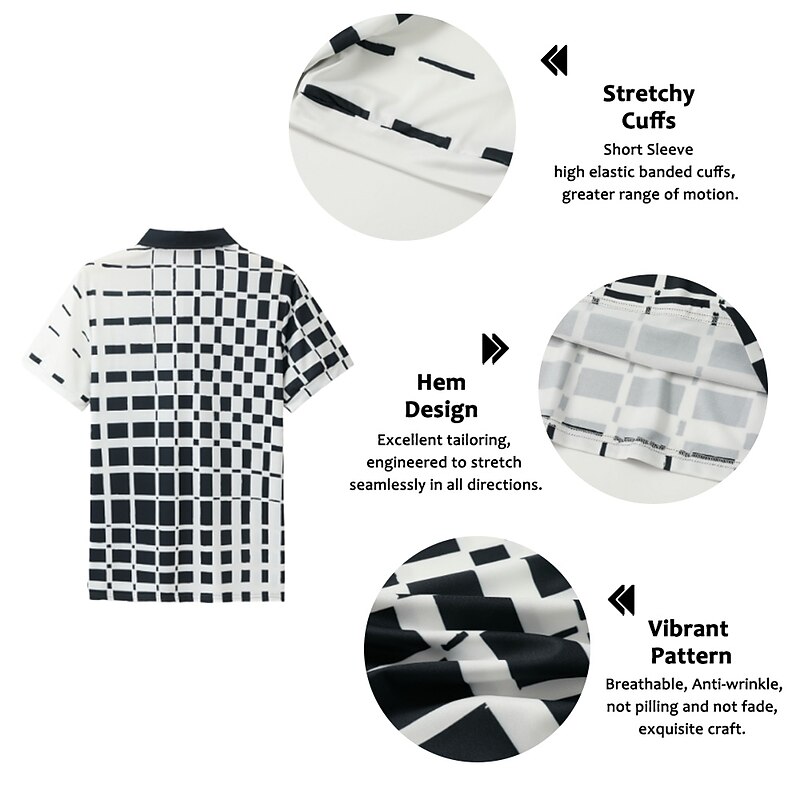 Men's Geometric Zip Polo Shirts Golf Shirt Short Sleeve Polo Shirts Collared Shirts Business Casual WorkWear Formal Wear Festival Wear 3D Print Quarter Zip Polo Lake blue White Red3