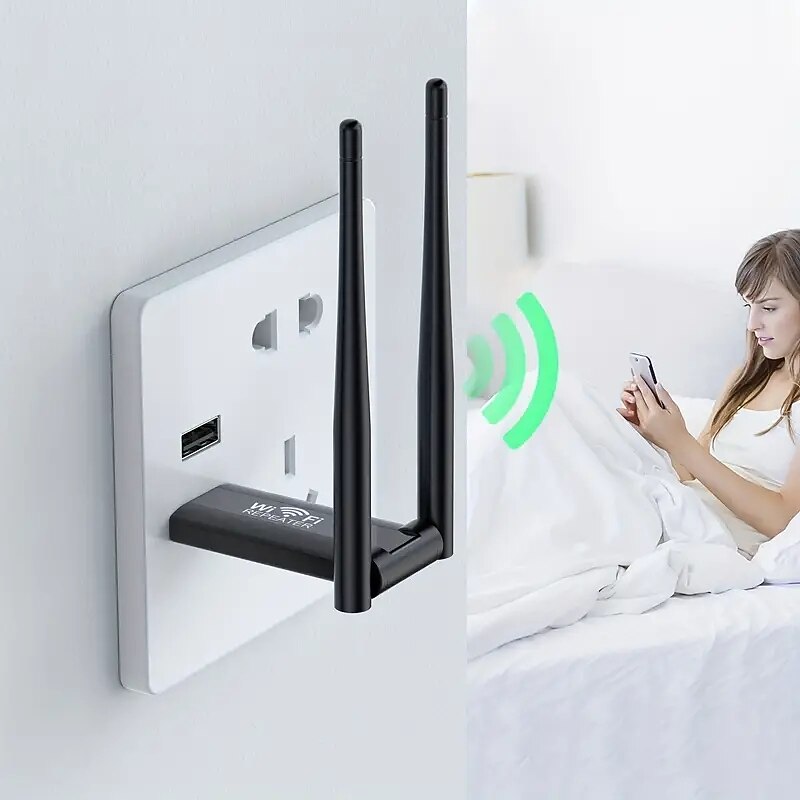 Wireless Wifi Signal Amplifier 300Mbps 2.4G Portable Signal BoosterRepeater USB-Powered High-Power WiFi Hotspot Extender ForComputer Office Indoor