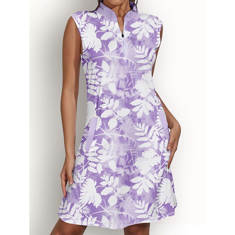 Women's Golf Dress Floral Sleeveless Sun Protection Ladies Golf Attire 10