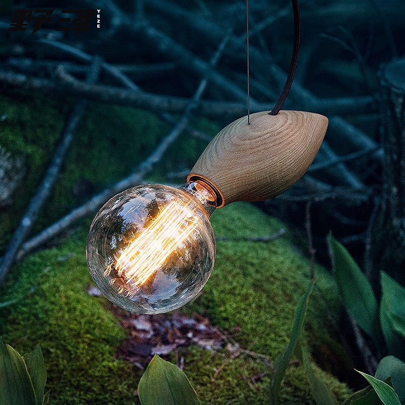 LED Chandelier, Creative E27 Wooden Ceiling Hanging Lamp Restaurant Lighting Hanging Light Art Bar Cafe Restaurant Solid Wood Pendant Lights 110-240V3