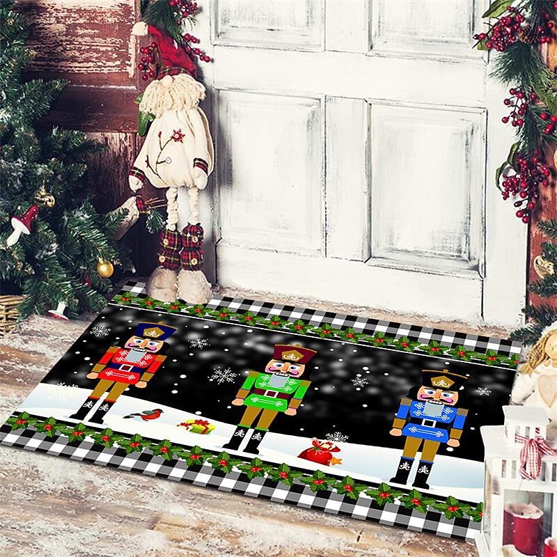 Christmas Floor Mat Doorway Floor Mat Santa Claus Snowman Porch Balcony Non-slip Absorbent Carpet Holiday Decoration Printed Foot Mat Holiday Decoration4