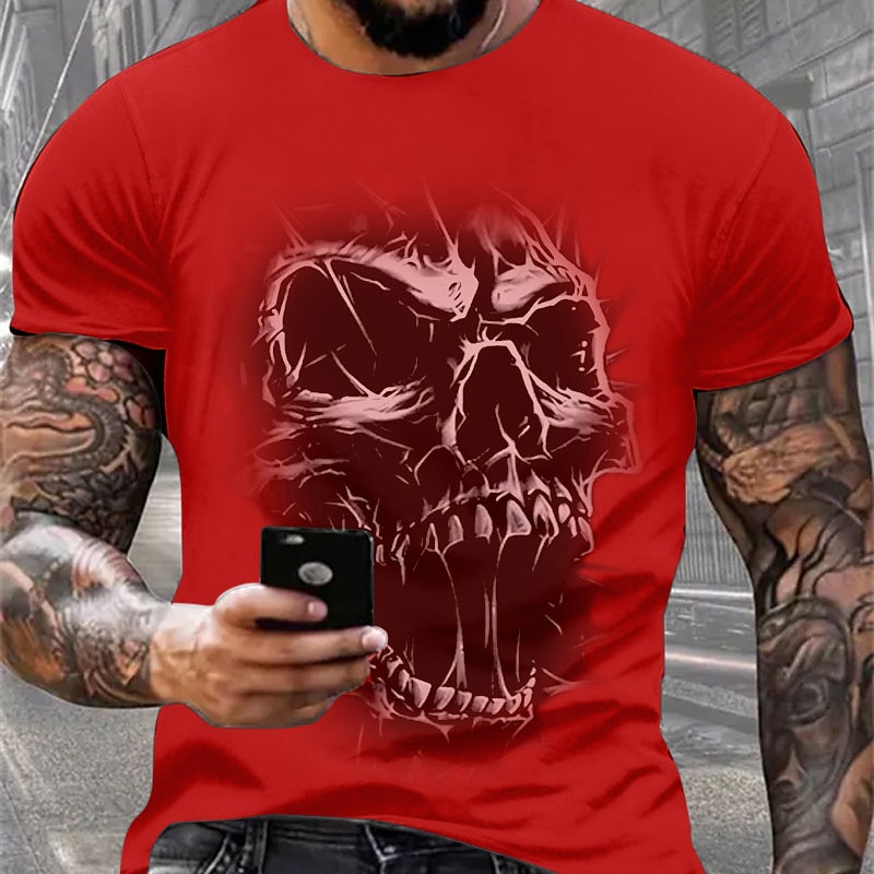 Men's Black Skull Graphic Short Sleeve T-Shirt3