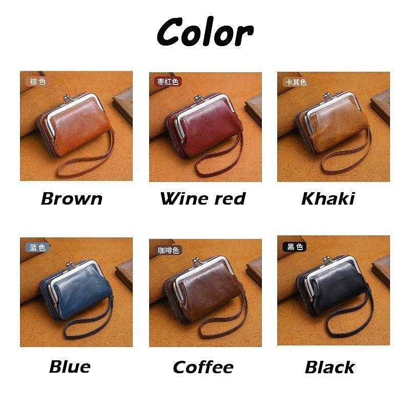2023 Women New Retro Genuine Leather Rivet Short Wallet Zipper Coin Card Holder Female Coin Clutch Wallets Purse Money Bag2