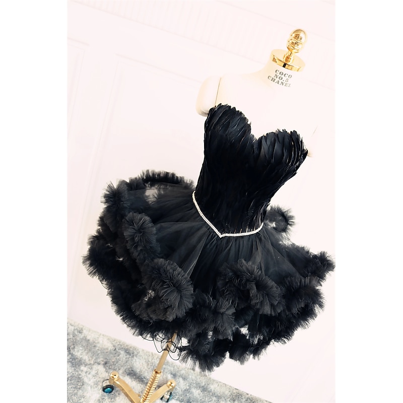 Women's Princess Ballerina Dancer Performance Dancing Dress Tiered Tutu Gown Cute Party Tulle Feather Gray Black White Pink Dress4