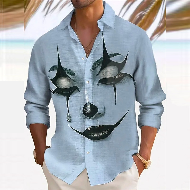 Men's Abstract Shirt Button Up Shirt Long Sleeve Abstract Daily Wear Going out Weekend Fall & Winter Turndown Print Button-Down Black Blue Rainbow