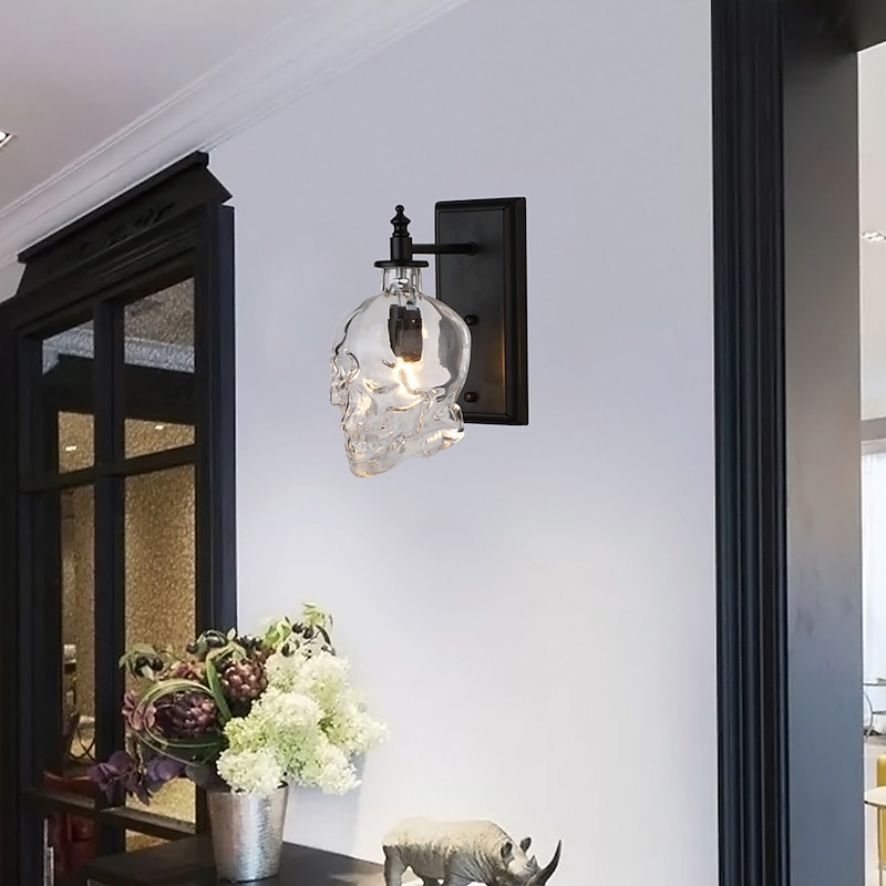 I1-Light Creative Skull Wall Lamp, Retro Industrial Glass Wall Light, Spoof Wall Sconces Suitable for Aisles, Stairs& Bars2