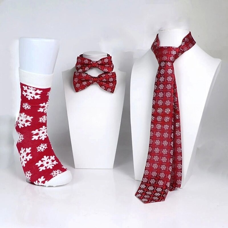 Christmas Outfits Set 5Pcs Santa Claus Christmas Socks Bow Tie Men's Classic Style Christmas Eve Paty3