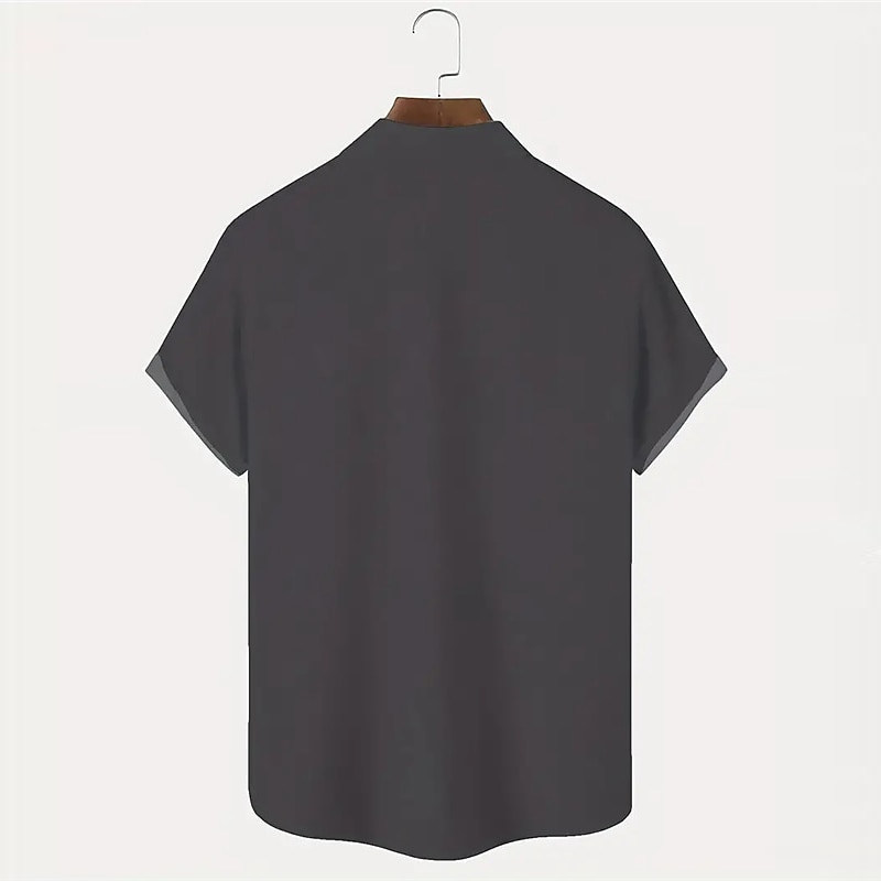 Men's Letter Shirt Summer Hawaiian Shirt Button Up Shirt Short Sleeve Casual Daily Wear Going out Weekend Autumn / Fall Turndown Print Button-Down Black Blue Black-white Gray3