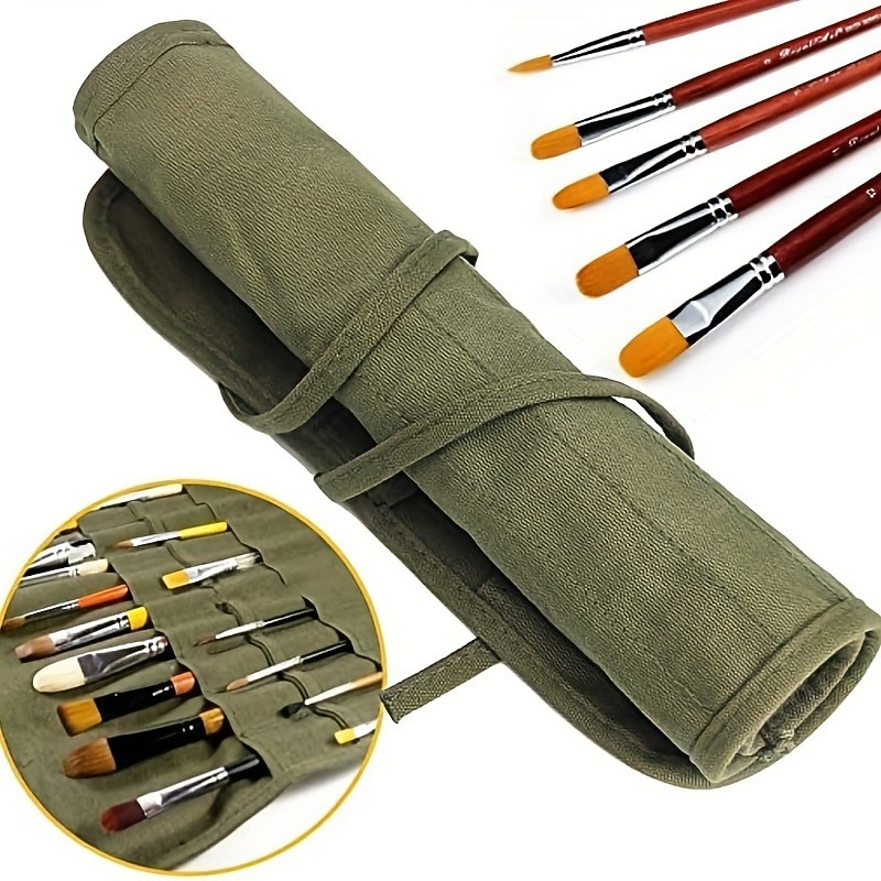 Paint Brush Holder 22 Slots/30 Slots Paint Brush Storage Acrylic Oil Watercolor Gouache Paint Brush Roll Canvas Bag Oil Paint Brush Brush Pen Bag Water Chalk Storage Bag For Artists