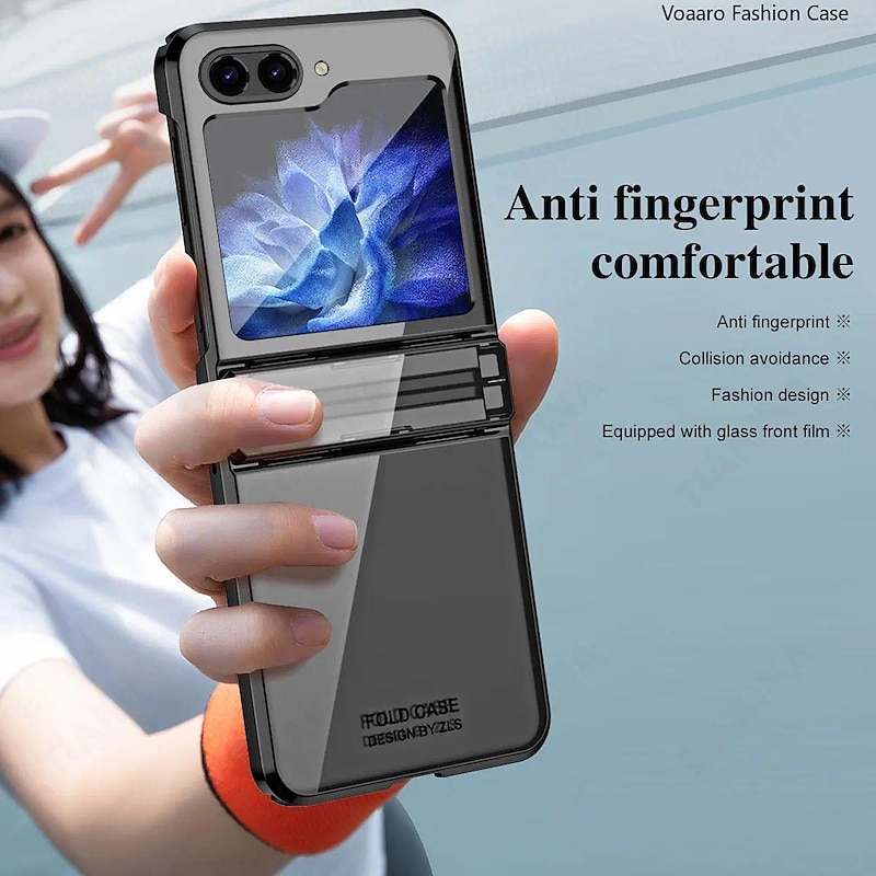 Phone Case For Samsung Galaxy Z Flip 6 Z Flip 5 Z Flip 4 Z Flip 3 Back Cover Transparent Ultra Thin Solid Color ABS+PC4