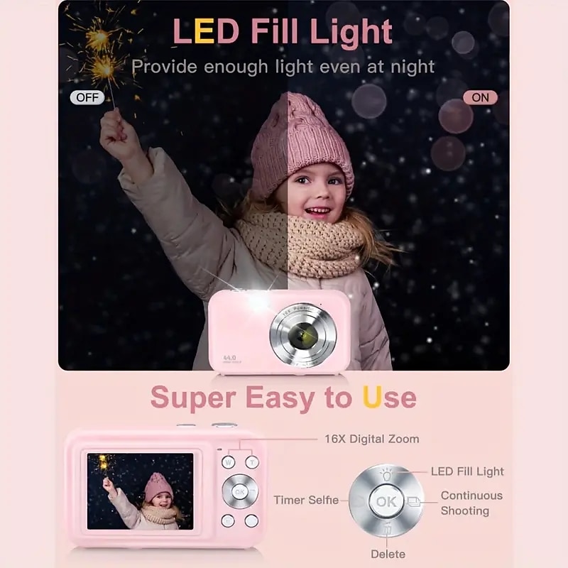 1080P HD Digital Camera Point and Shoot Camera Digicam 16X Digital Zoom Camera Compact Digital Camera4