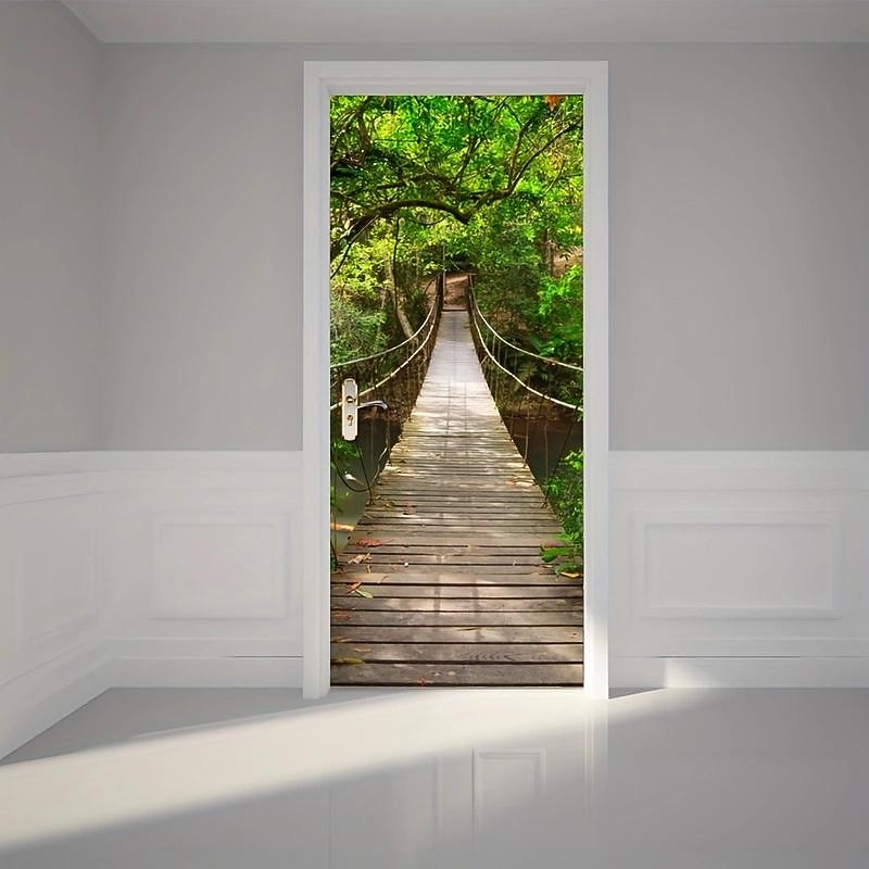 Forest Bridge Door Covers Door Tapestry Door Curtain Decoration Backdrop Door Banner for Front Door Farmhouse Holiday Party Decor Supplies4