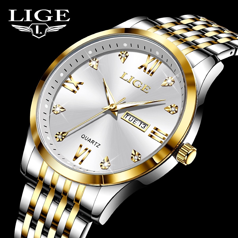 LIGE Men Quartz Analog Wrist Watch Simple Casual Strainless Steel Date Display Classic Fashion Watch Relogio Masculino2
