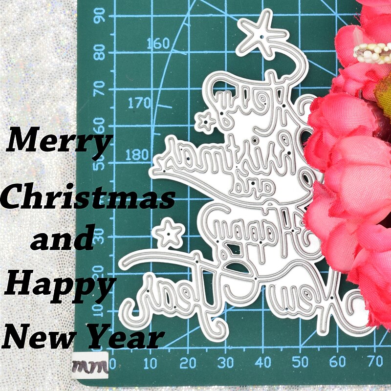 1pc Christmas Tree Happy New Year Cutting Dies Xmas Gift Paper Die Cutting Template4