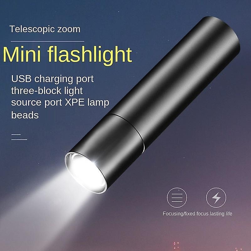 Portable Mini LED Flashlight, LED Torch Rechargeable 3 Lighting Modes Waterproof Retractable Powerful Light Torch Outdoor Zoom Torch3