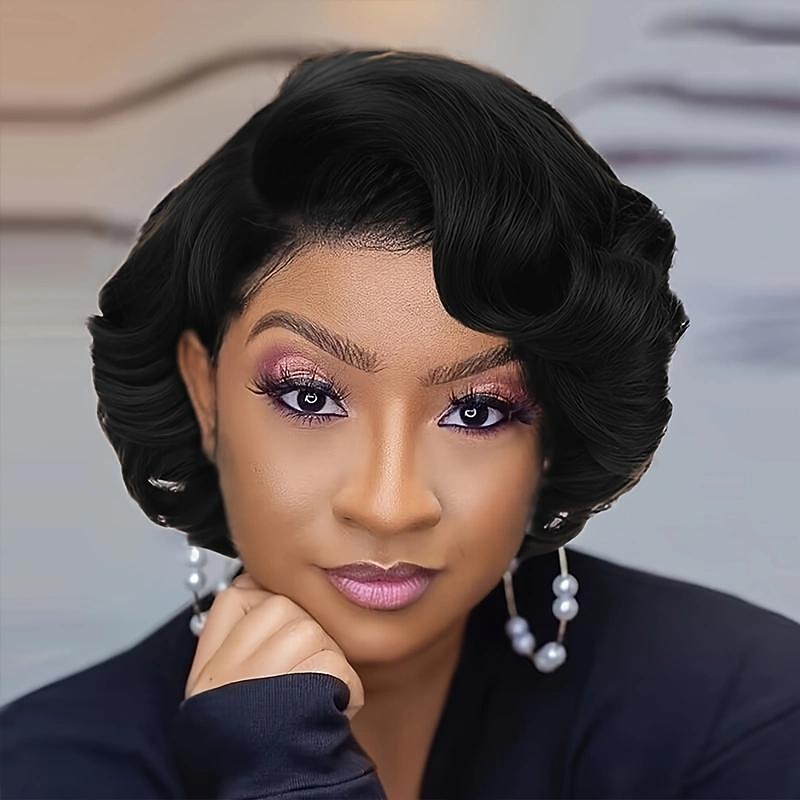 Synthetic Short Bob Wigs For Women Afro Curly Natural Synthetic Hair Wig For Daily Wear 14 Inch - Main Image