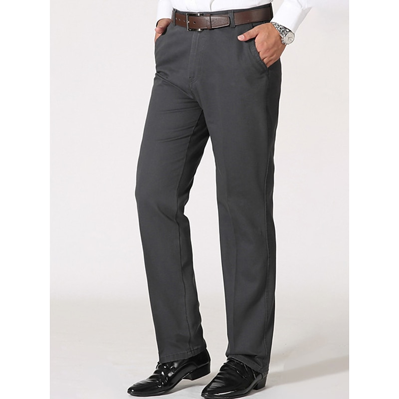 Men's Trousers Chinos Chino Pants Pocket Straight Leg Plain Comfort Breathable Outdoor Daily Going out Fashion Casual Black Army Green