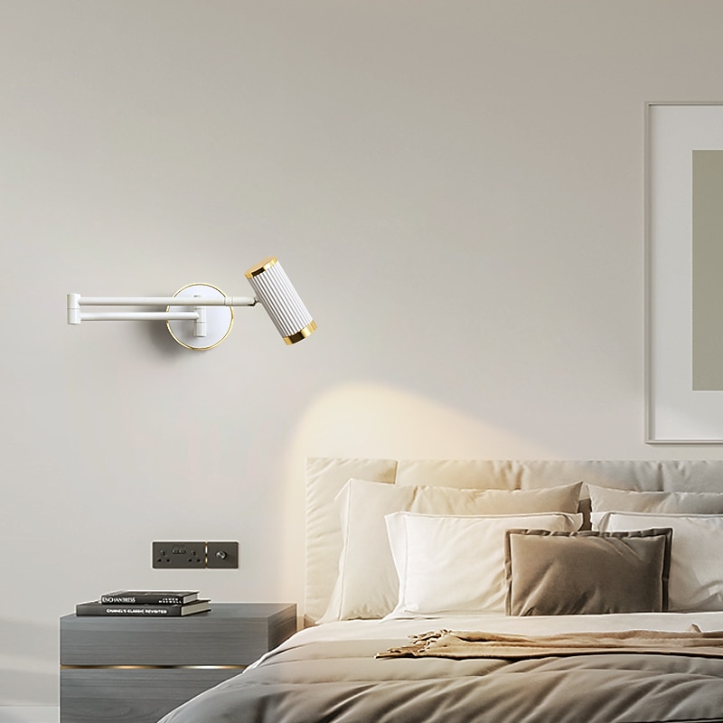 IModern Wall Sconce Arm Swing Wall lamp, Bedside Wall Lamp Bedroom Light Luxury Modern Minimalist Study Reading Rotating Telescopic Folding Rocker Wall Lamp 110-240V4