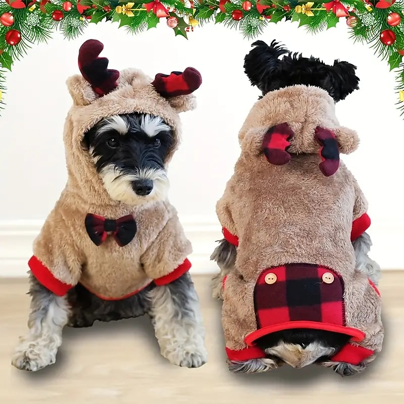 Dog Cat Jumpsuit Christmas Costume Christmas Outfit Party Casual Winter Warm Breathable Soft Washable Comfortable Christmas Outdoor Casual Daily Dog Clothing for Bichon Frise Pomeranian Baby Pet2