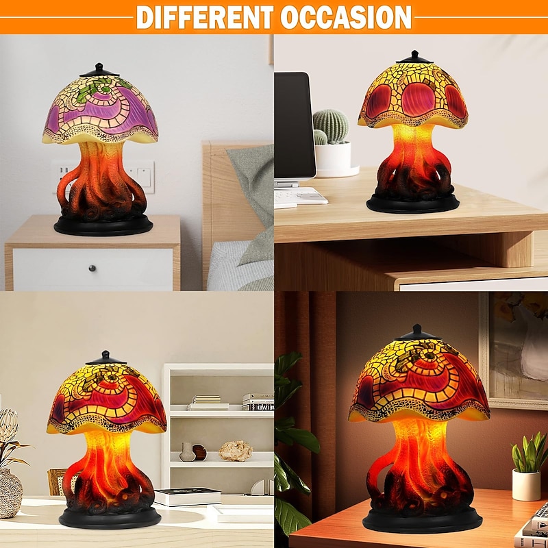 6 Inch Mushroom Table Lamp Bohemian Resin Decorative Bedside Lamp for Bedroom Living Room Home Office Decor Gift4