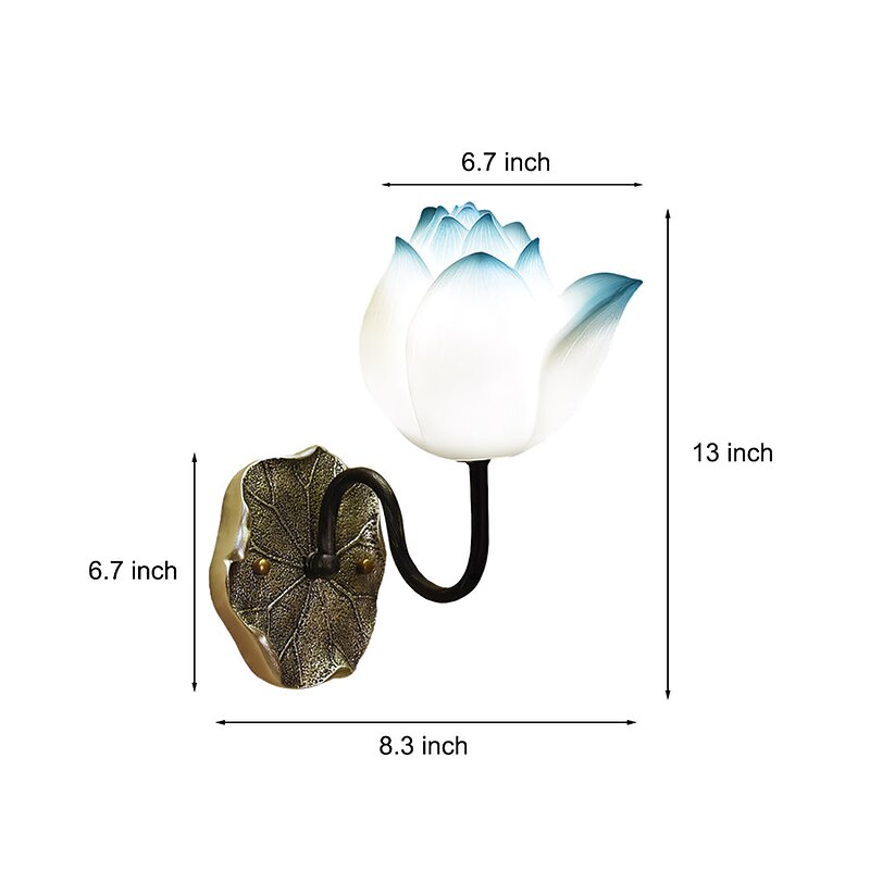 Mid-Century Lotus Flowers Wall Sconces Bedside Sconce Lighting Fixture Resin 3 Light Wall Mounted Lamps for Bedroom Hallway 110-240V2