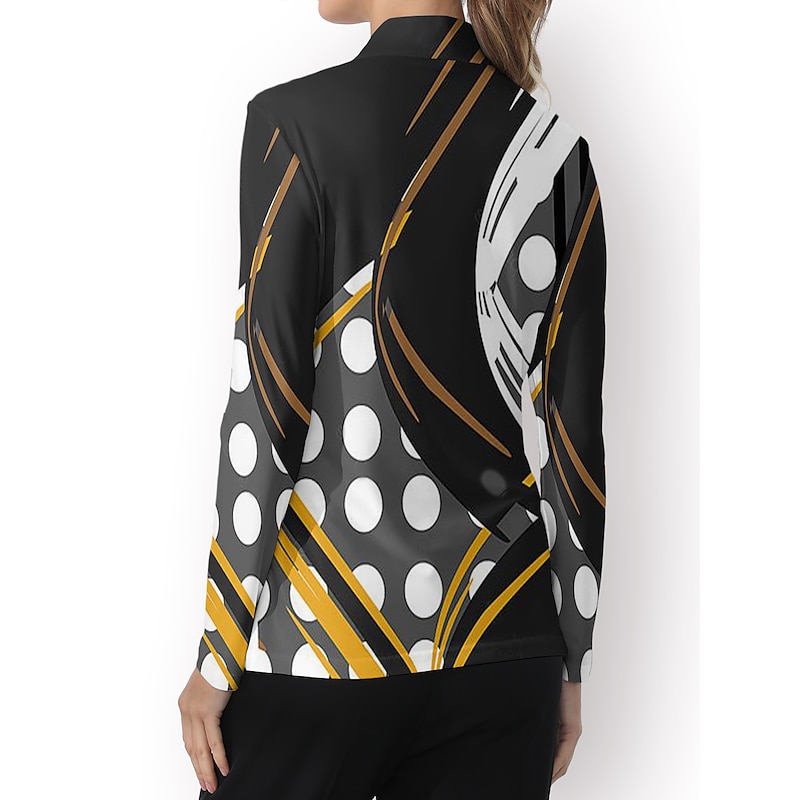 Women's Golf Polo Shirt Black Pink Blue Long Sleeve Sun Protection Top Polka Dot Fall Winter Ladies Golf Attire Clothes Outfits Wear Apparel2