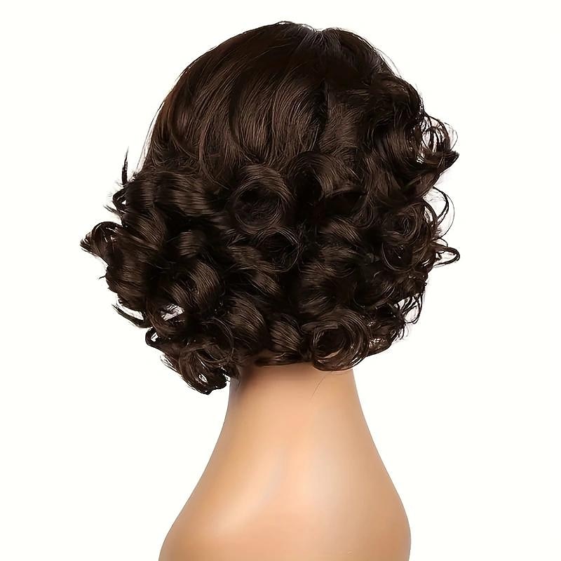 Synthetic Short Bob Wigs For Women Afro Curly Natural Synthetic Hair Wig For Daily Wear 14 Inch3