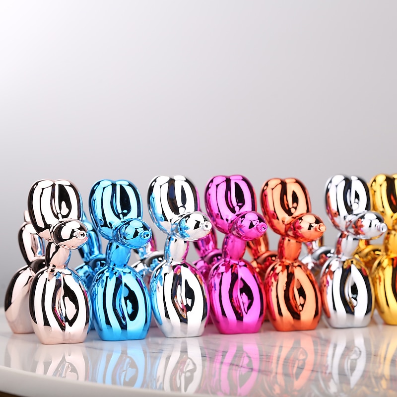 Shiny Balloon Dog Statue Home Decor Modern Art Funky Statues for Coffee Table Kitchen Decorations Decor Trendy Color Schemes Room Aesthetic Metal Texture Gold Sculpture Dog3