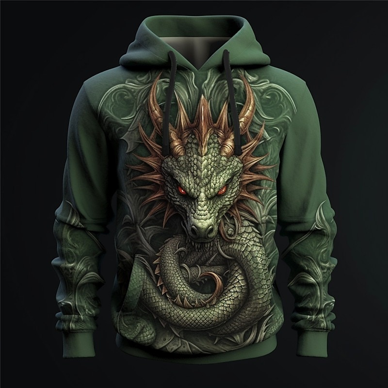 Men's OUKU Graphic Animal Hoodie Hoodies Sweatshirt Hoodie Long Sleeve Hooded Sweatshirt Hooded Fashion 3D Print Sports Outdoor Holiday Vacation 5 7 Print Front Pocket Spring &  Fall Designer4