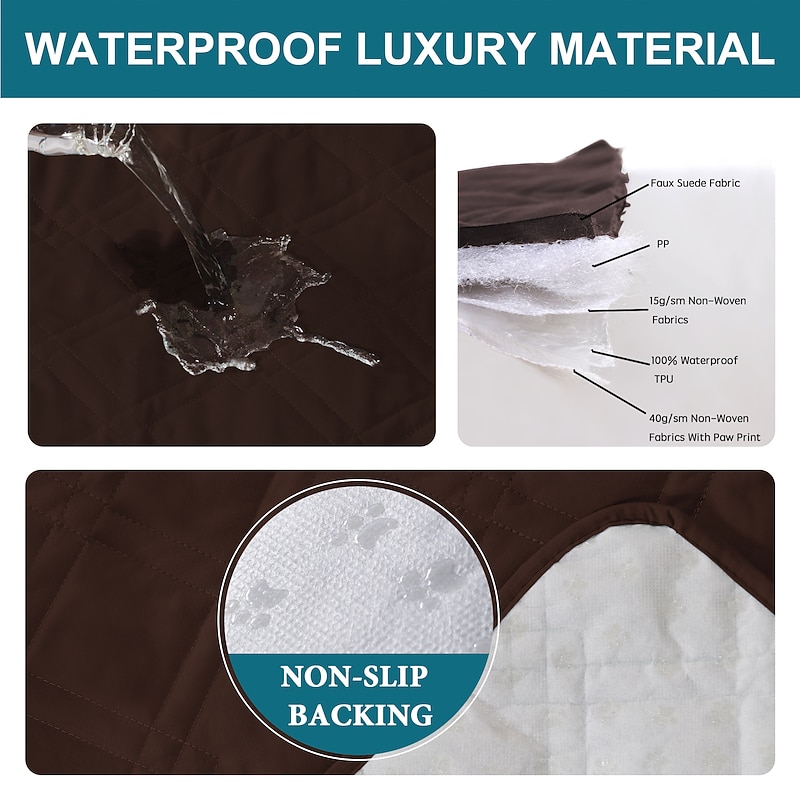 2 Pcs 100% Waterproof Armrest Covers for Chairs and Sofas Couch Arm Covers for Sofa Armrest Covers with Side Pocket Anti-Slip Furniture Protector Washable4