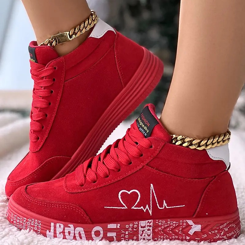 Men's Women's Sneakers Plus Size High Top Sneakers Outdoor New Year Daily Solid Color Booties Ankle Boots Winter Embroidery Flat Heel Round Toe Casual Comfort Preppy Running Walking Faux Suede Lace-up3