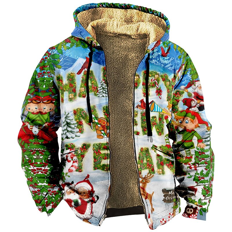 Christmas Cosplay Outerwear Zip-Up Hoodie Anime Graphic Outerwear For Men's Women's Unisex Adults' 3D Print 100% Polyester Party Festival3