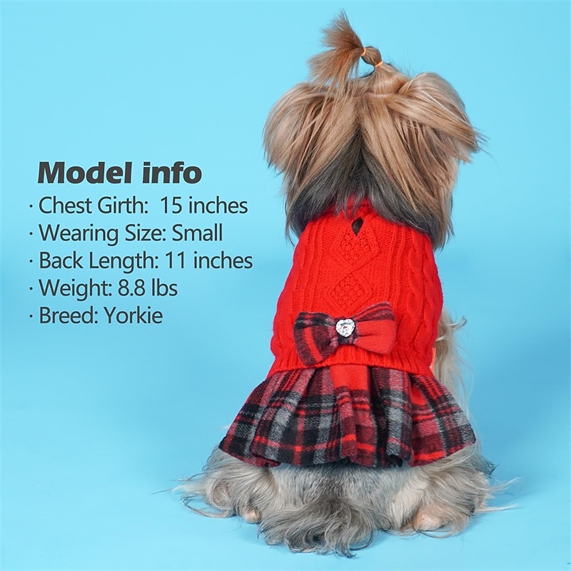 Dog Cat Dress Cute Casual Winter Warm Breathable Soft Washable Comfortable Outdoor Casual Daily Dog Clothing for Bichon Frise Pomeranian Baby Pet Papillon Small4
