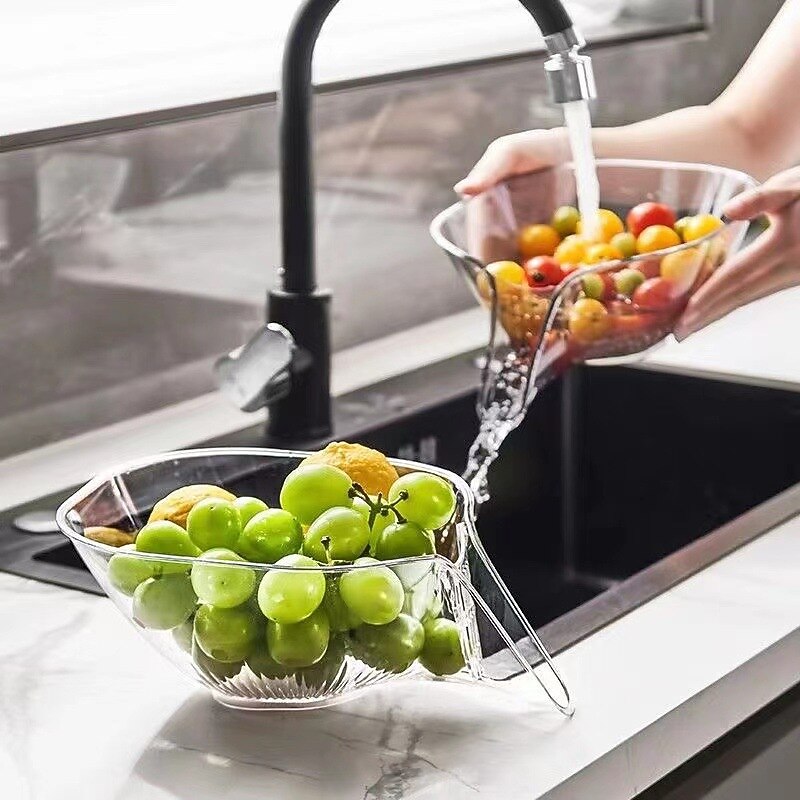 Multi-functional Drain Basket, Sink Strainer Colander - Multi-Functional Corner Sink Draining Basket for Fruit and Vegetable Washing - Kitchen Accessories - Main Image