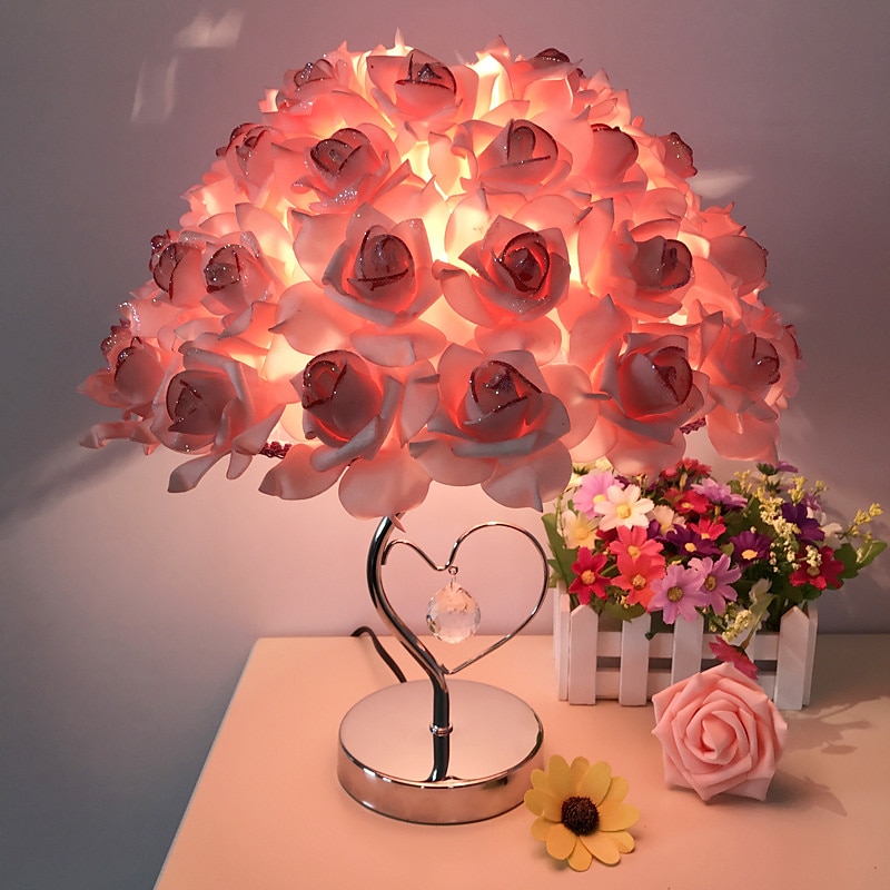 Rose Feather Table Lamp - Warm LED Atmosphere Light for Valentine's Day Elegant Wedding Decor2