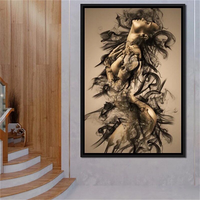 People Wall Art Canvas The Smoke and Woman Prints and Posters Portrait Pictures Decorative Fabric Painting For Living Room Pictures No Frame4