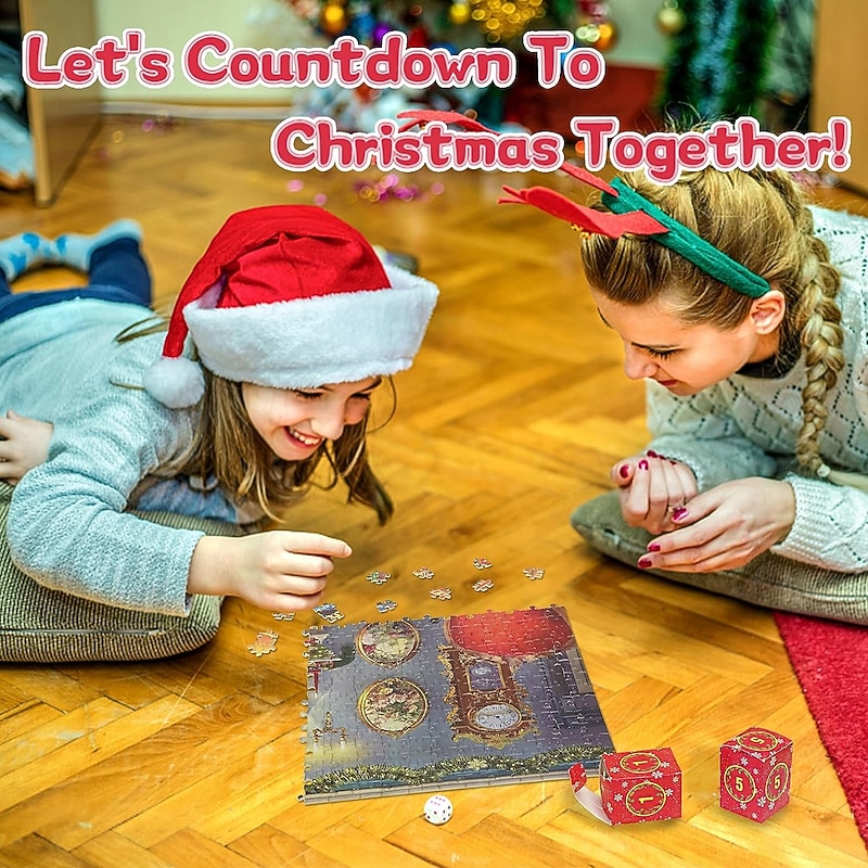 Puzzle Advent Calendar 2025 Christmas Puzzles Santa's Party Puzzle 24 Parts 1000 Pieces Puzzles for Adults Kids Jigsaw Puzzles 1000 Pieces Holiday Puzzle Countdown to Christmas Puzzles Gift4