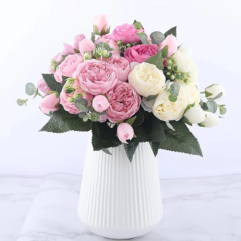 1pc Artificial Flower Stem, Silk Peony, Artificial Flowers Bouquet, Fake Flowers For Home Wedding Decoration Mother's Day Gifts Birthday Gifts2