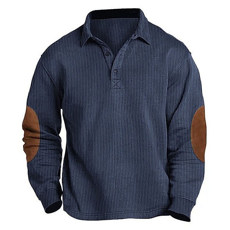 Men's Corduroy Shirt Button Up Polos Casual Sports Lapel Long Sleeve Fashion Basic Color Block Patchwork Button Spring Fall & Winter Regular Fit Army Green Navy Blue Brown Gray Corduroy Shirt