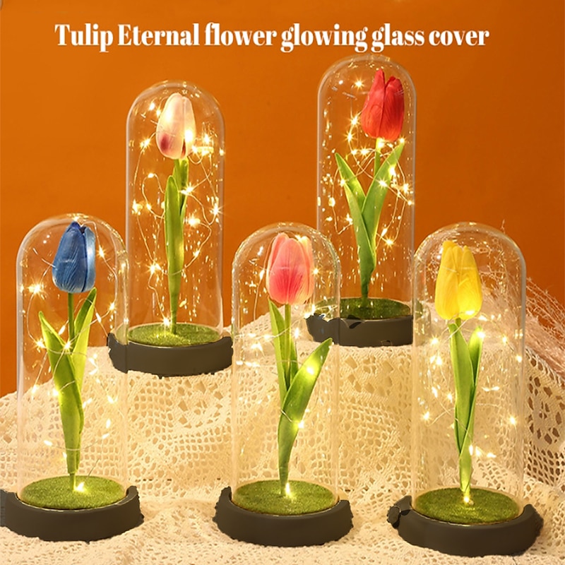 Tulip Flower Gifts for Women,Mothers Day Flowers Gifts for Mom Wife from Daughter Son Husband,Birthday Gifts for Women Best Friend Her Girlfriend,Glass Tulip Grandma Mom Gifts for Mothers Day - Main Image