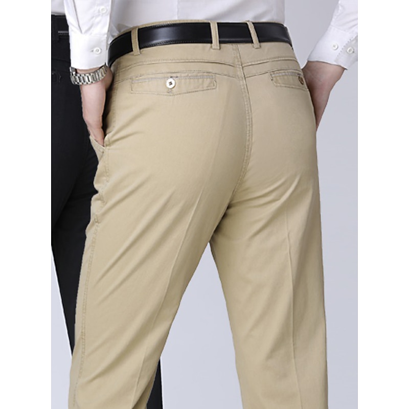 Men's Trousers Chinos Chino Pants Pocket Straight Leg Plain Comfort Breathable Outdoor Daily Going out Fashion Casual Black Yellow
