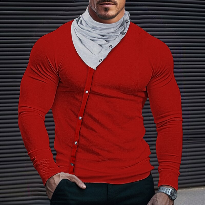 Men's T Shirt Tee Top Long Sleeve Shirt Long Sleeve Turtleneck Spring &  Fall Plain Fashion Designer Basic Vacation Street Going out Black White Red Top Tee for Men3