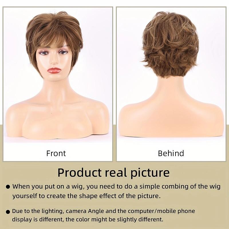 Short Curly Wavy Wig Synthetic Hair Layered Shaggy Wigs Pixie Cut Wig For Women Ladies Heat Resistant Party Cosplay Use 12 Inch2