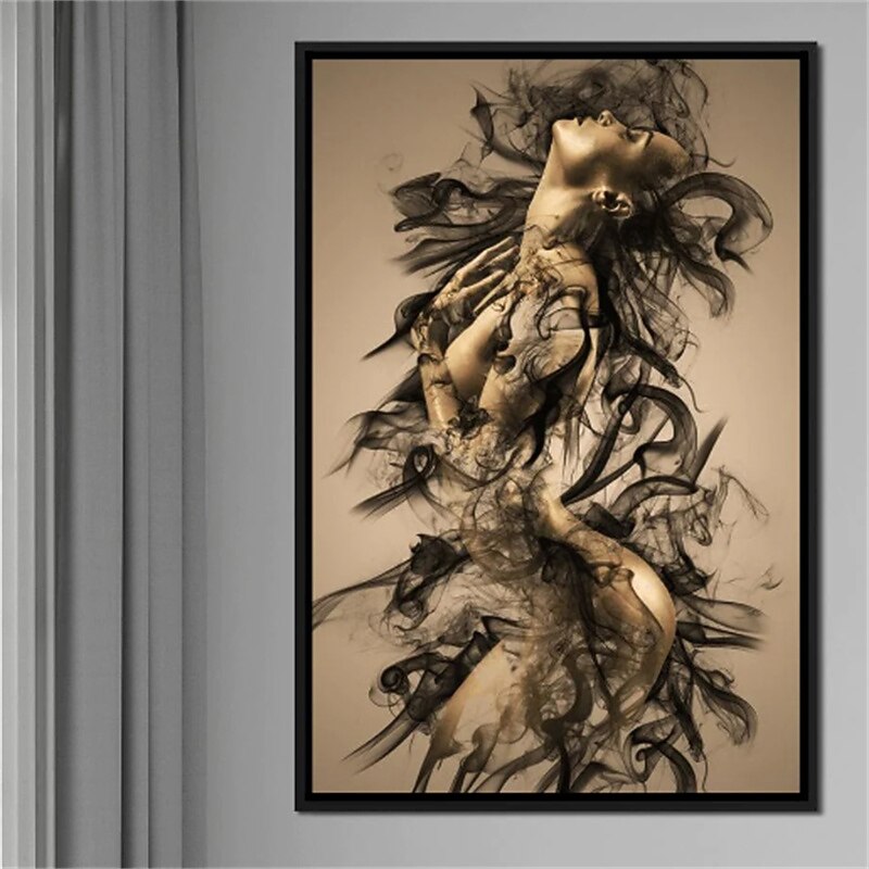 People Wall Art Canvas The Smoke and Woman Prints and Posters Portrait Pictures Decorative Fabric Painting For Living Room Pictures No Frame3